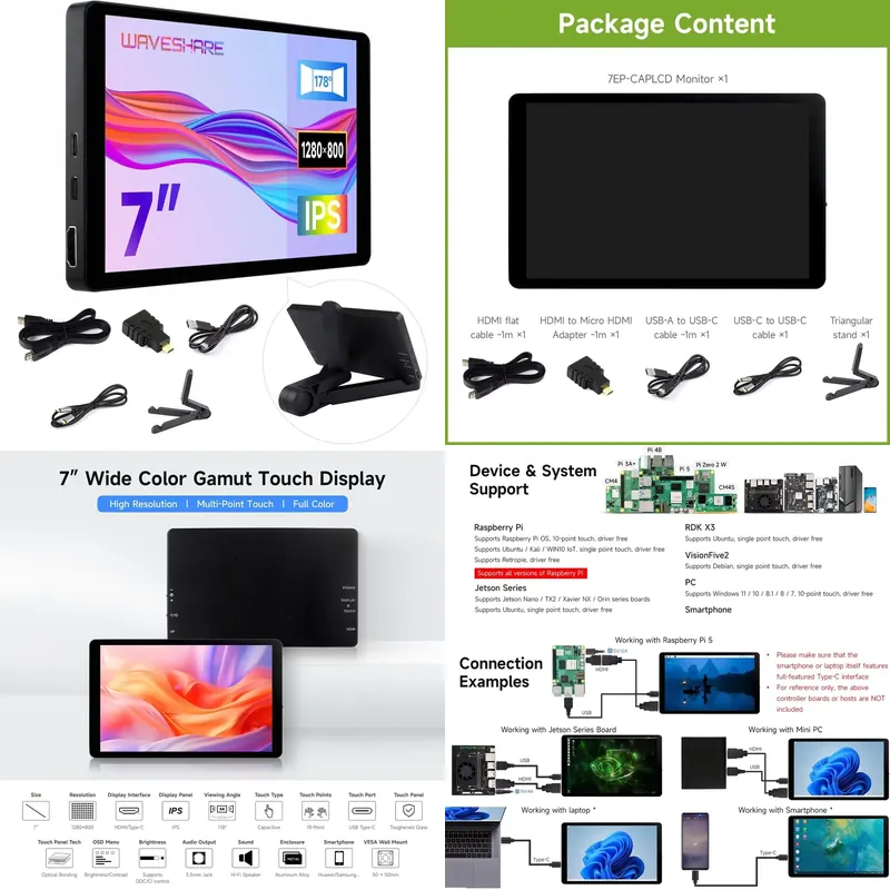 Raspberry Pi - Für Aismartlink Waveshare 7 Zoll 1280x800